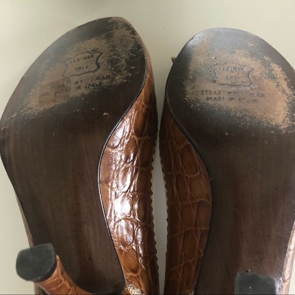 Stuart Weitzman brownheels size4 (leather& fabric) - Picture 4 of 11